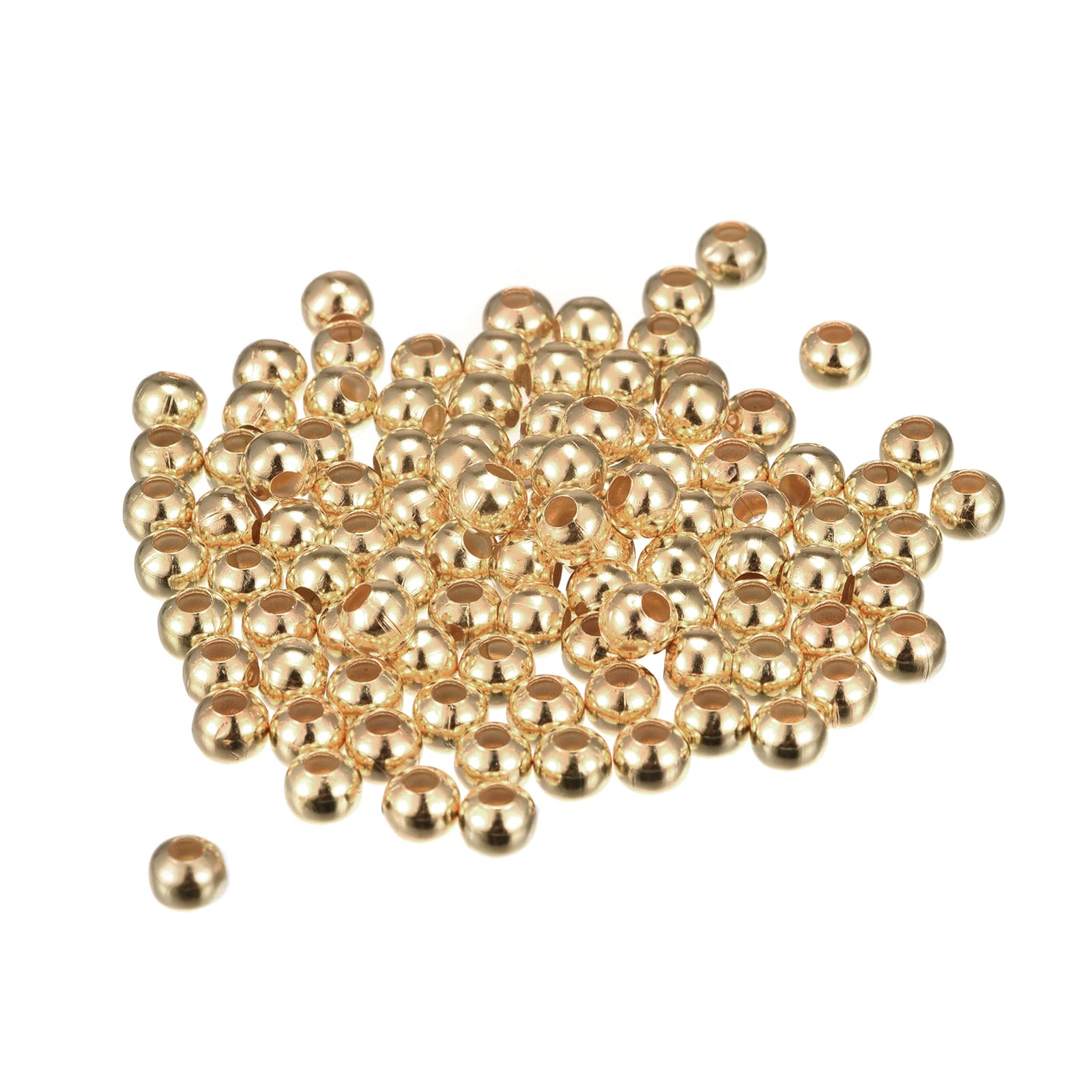 sourcing map 200Pcs Smooth Round Spacer Beads, 5mm Spacer Loose Ball Beads Tiny Spacers for Jewelry Making Bracelet DIY, Champagne