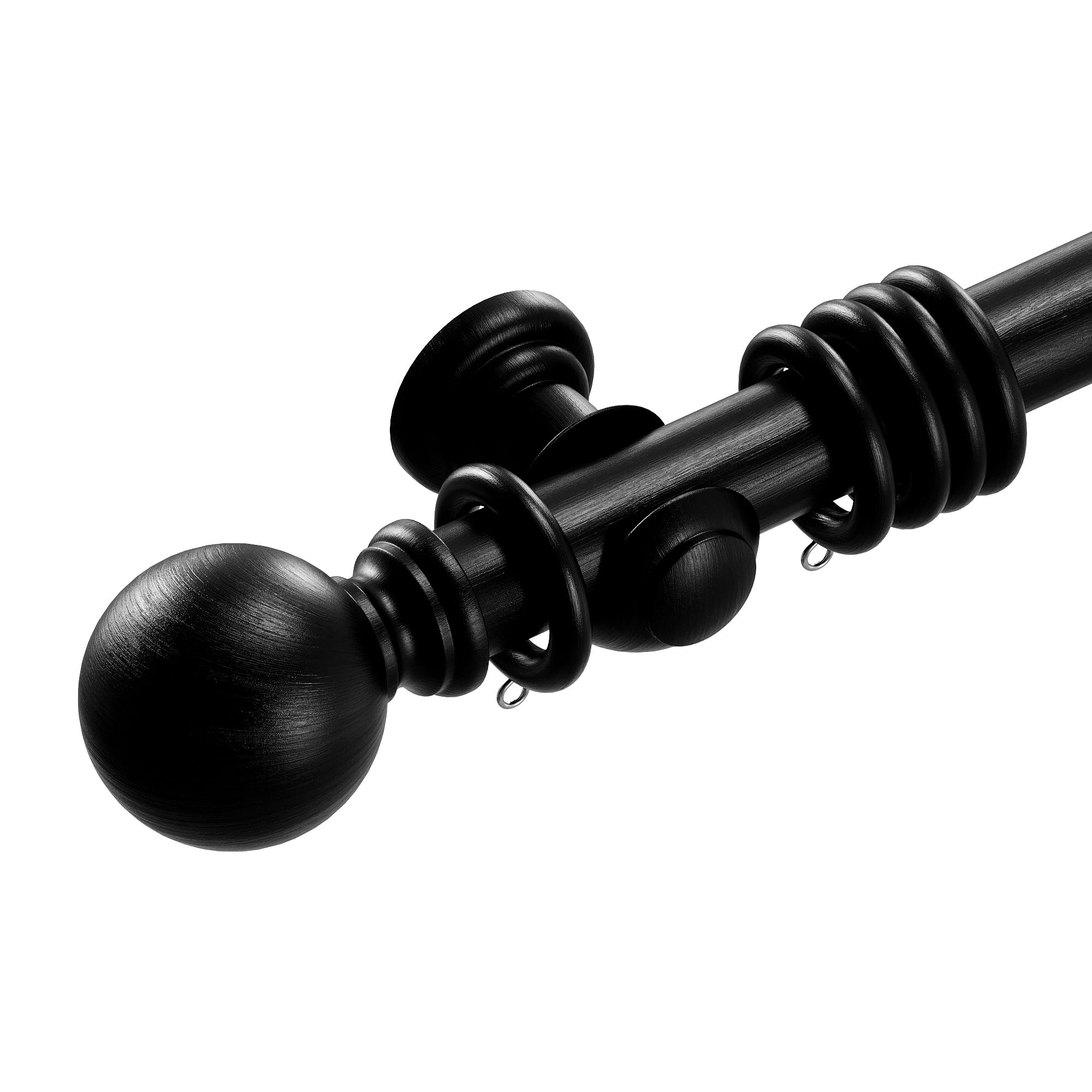 Loch & Skye Wooden Curtain Pole Set Fixed Length Premium Quality Beechwood 28mm Diameter with Finials, Rings & Brackets Wooden Rail Pole for Window & Eyelet Curtains (Black, 300cm) โ image 1