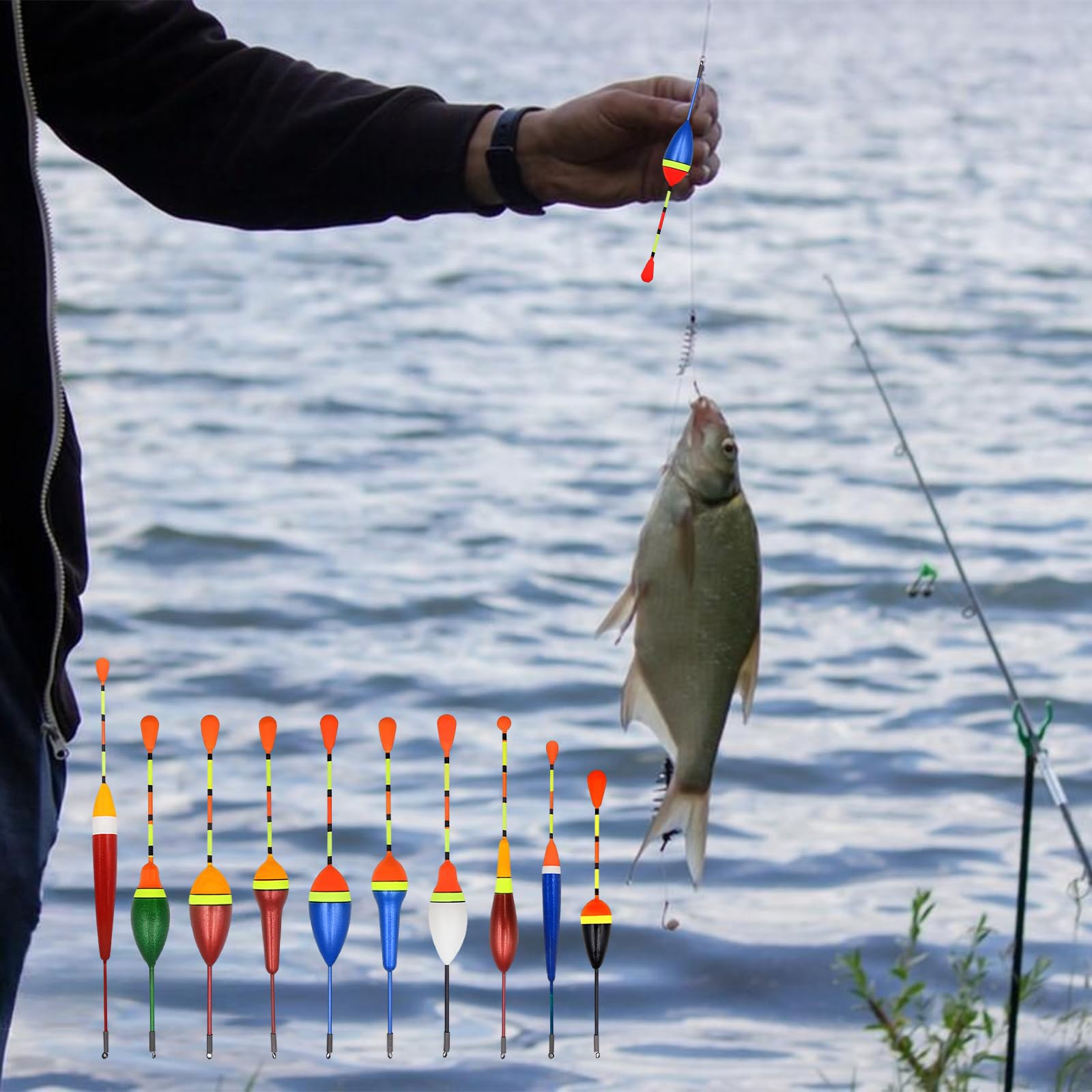 10Pcs Galleggianti da Pesca Galleggiante Pesca ad Alta Sensibilità Kit Pesca Mare 205Pcs Ciondolo Aperto 3Pcs Anello Girevole 4Pcs Stopper Galleggiante Pesca Adatto a Tutti i Tipi di Pesce