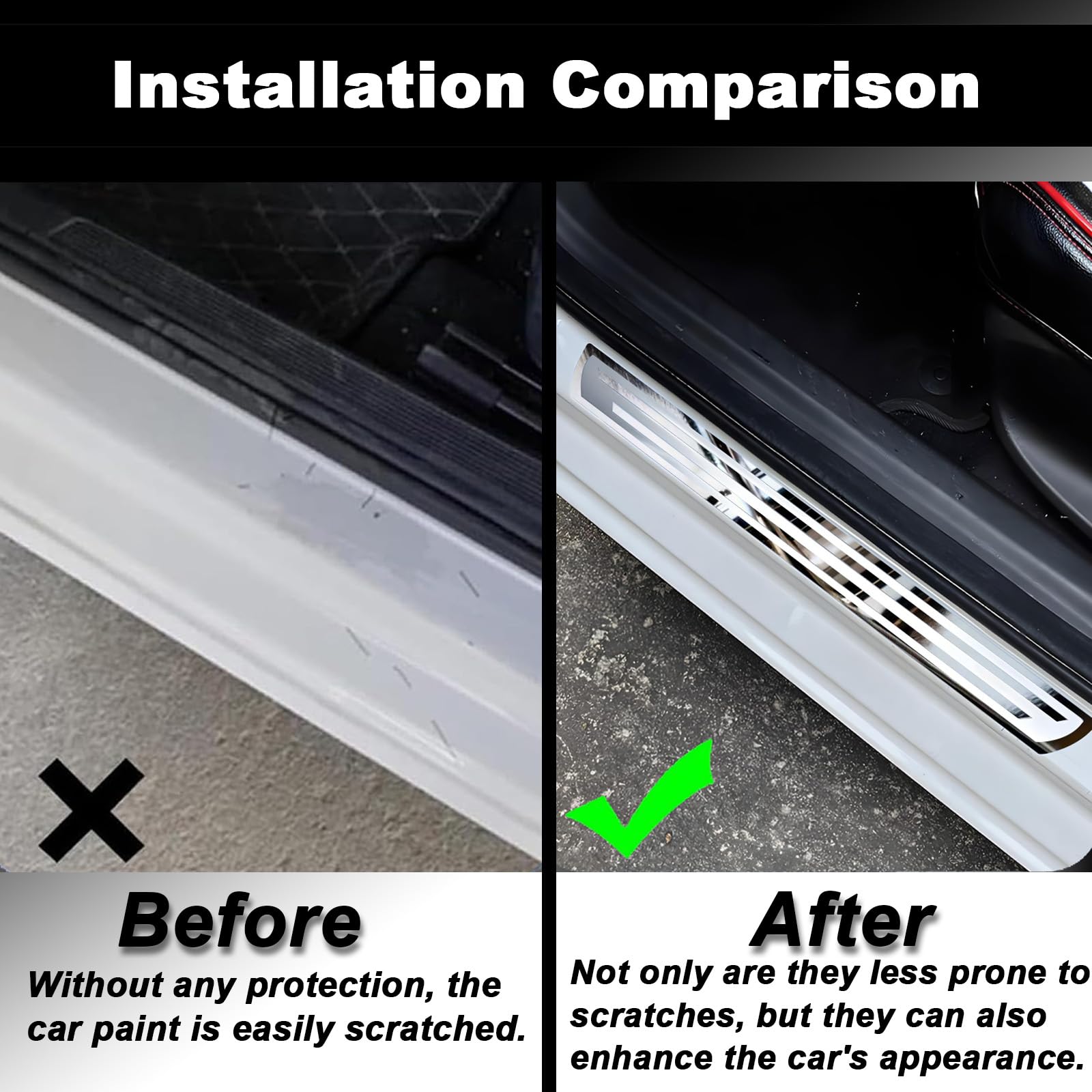 4 Pezzi Battitacco Auto per Ford Ranger Wildtrak 2021-2026, Protezione Soglia Porta Auto in Acciaio Inossidabile Accessori Decorativi per Portiera