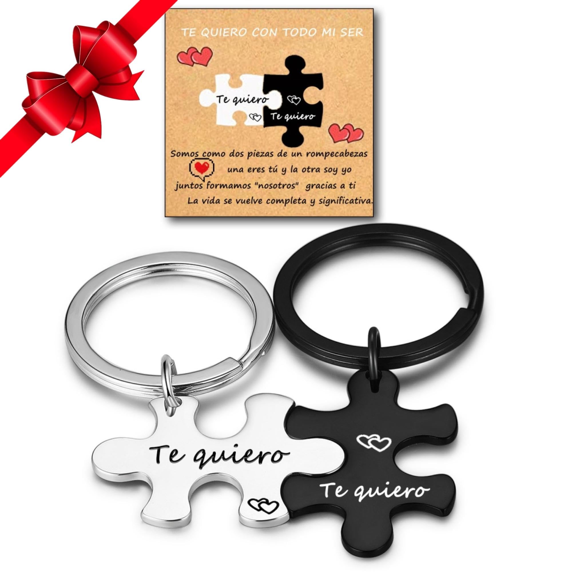 Jbniuay Regalo san valentin - regalo para parejas - Llavero Parejas,Pieza Puzzle Pareja Llaveros，Grabado Te quiero，regalo mujer/hombre Regalo de San Valentín