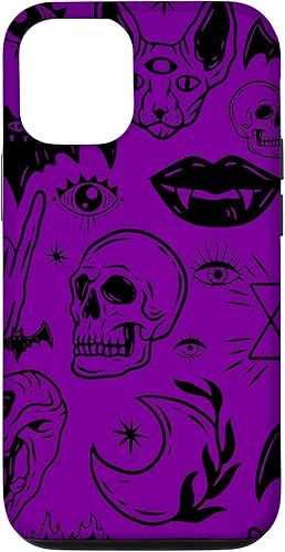 Miniatura 4 de Funda púrpura para iPhone 14 Plus Halloween Skull Sphinx Cat