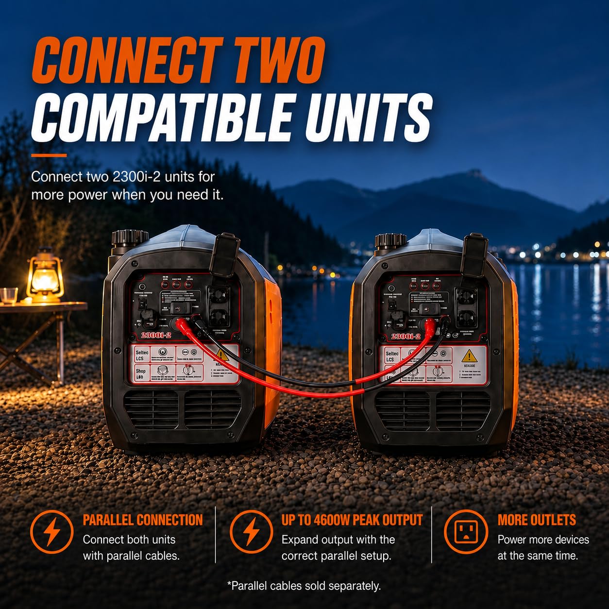 LIFAN Generador inversor de gasolina de 2300 W, portátil, silencioso y eficiente en combustible, solución de energía para el hogar, camping, RV y uso de emergencia con capacidad paralela