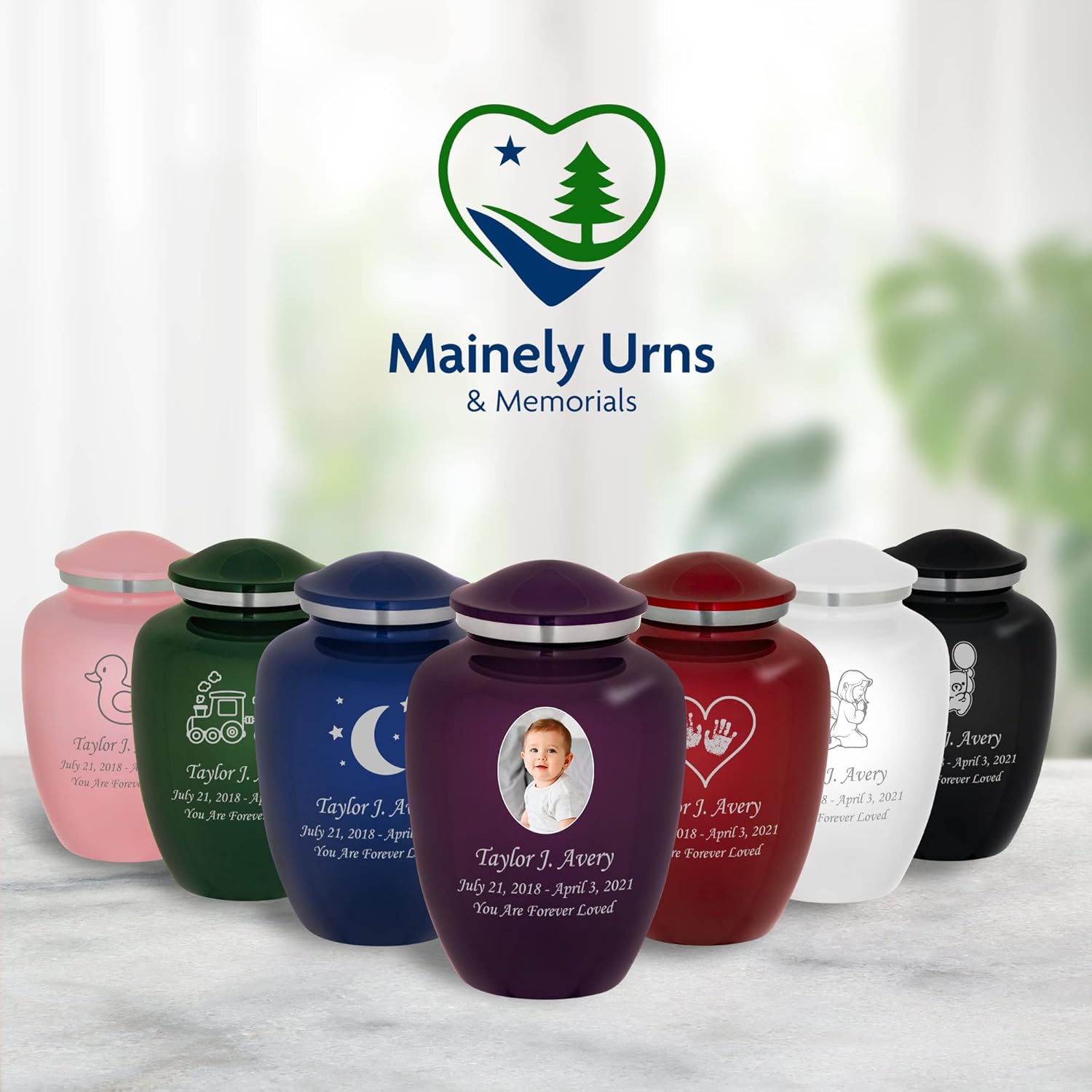 Homage Medium Custom Engraved Baby Elephant Themed Cremation Urn for Infant Ashes - Vase Style Cremation Urn - 80 Cubic Inch Capacity - Personalization Included (Graphite Grey)