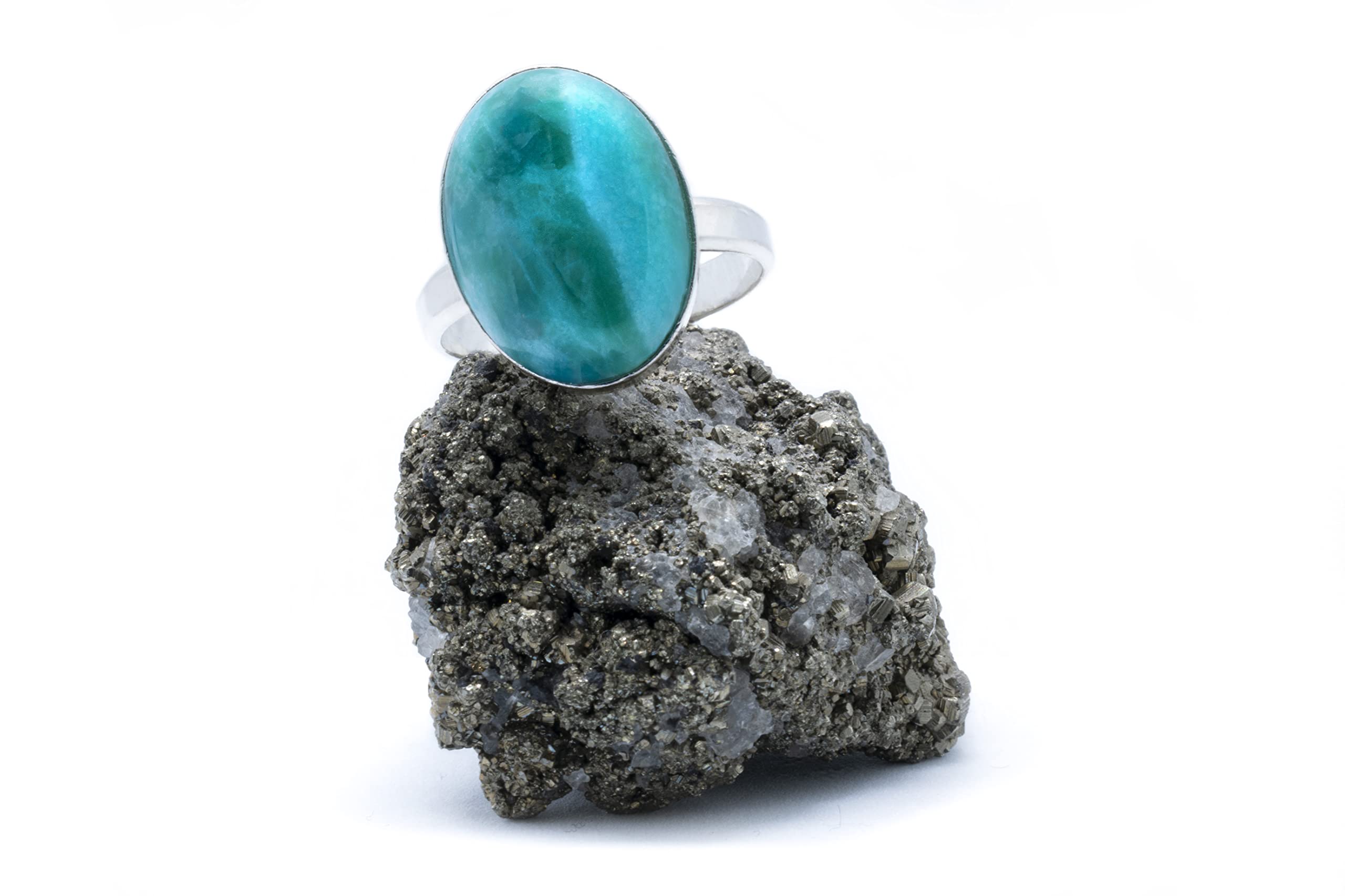 Anillo de Plata 925 con Jade Azul (Piedra Natural) 18x13mm - Disponible Anillo Ajustable y Fijo, Tamaño de XS a XXXL, para Hombre, para Mujer - Caja Regalo Gratis