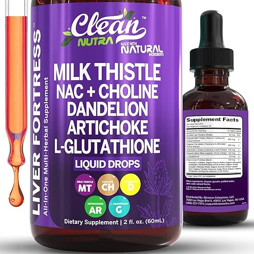 Clean Nutraceuticals Cardo mariano NAC Liver Cleanse Suplemento de desintoxicación y reparación de apoyo hepático gotas líquidas con extracto de