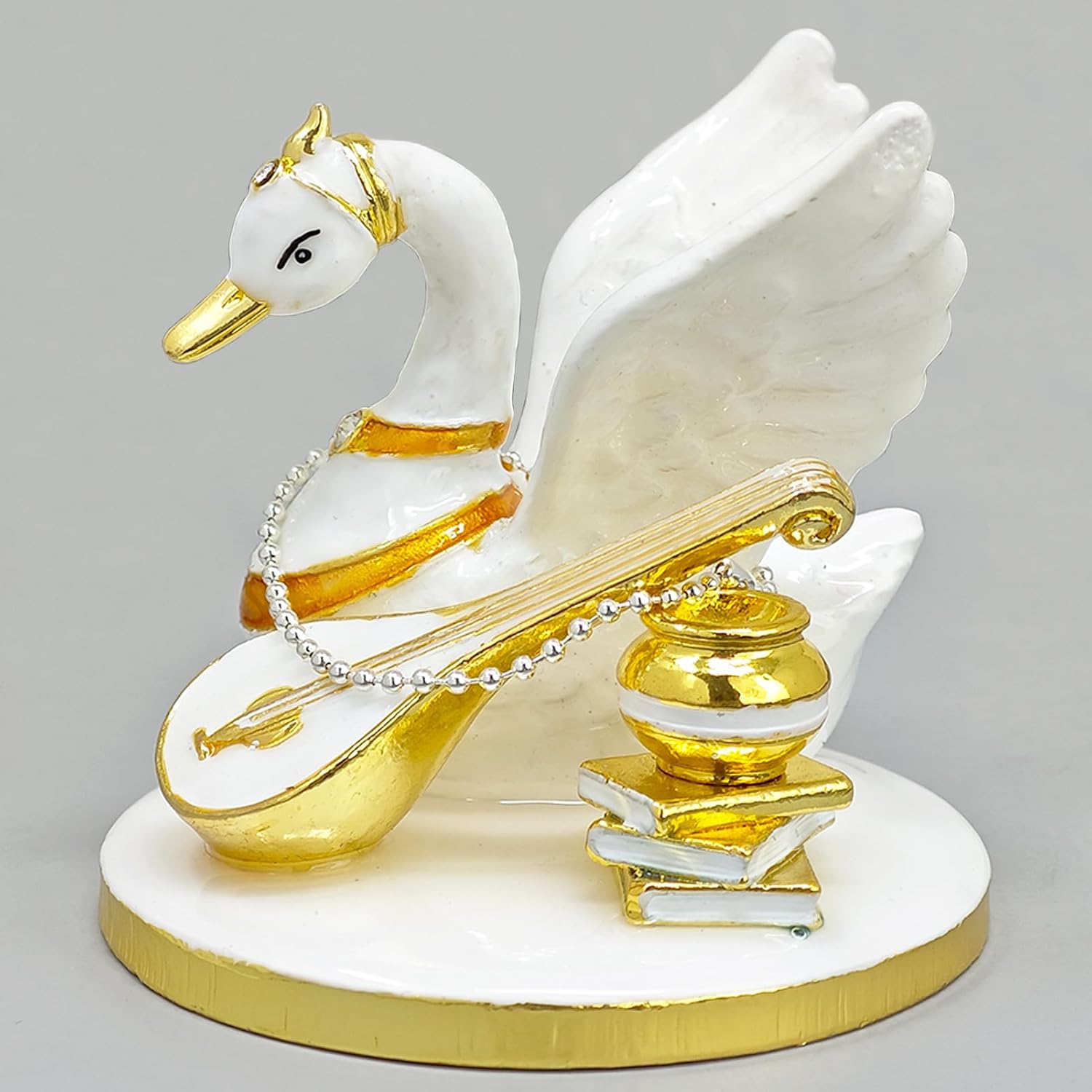 Fengshuibringluck Feng Shui Swan of Saraswati with Sacred Implements Wisdom Good Luck Happiness Talisman Statue