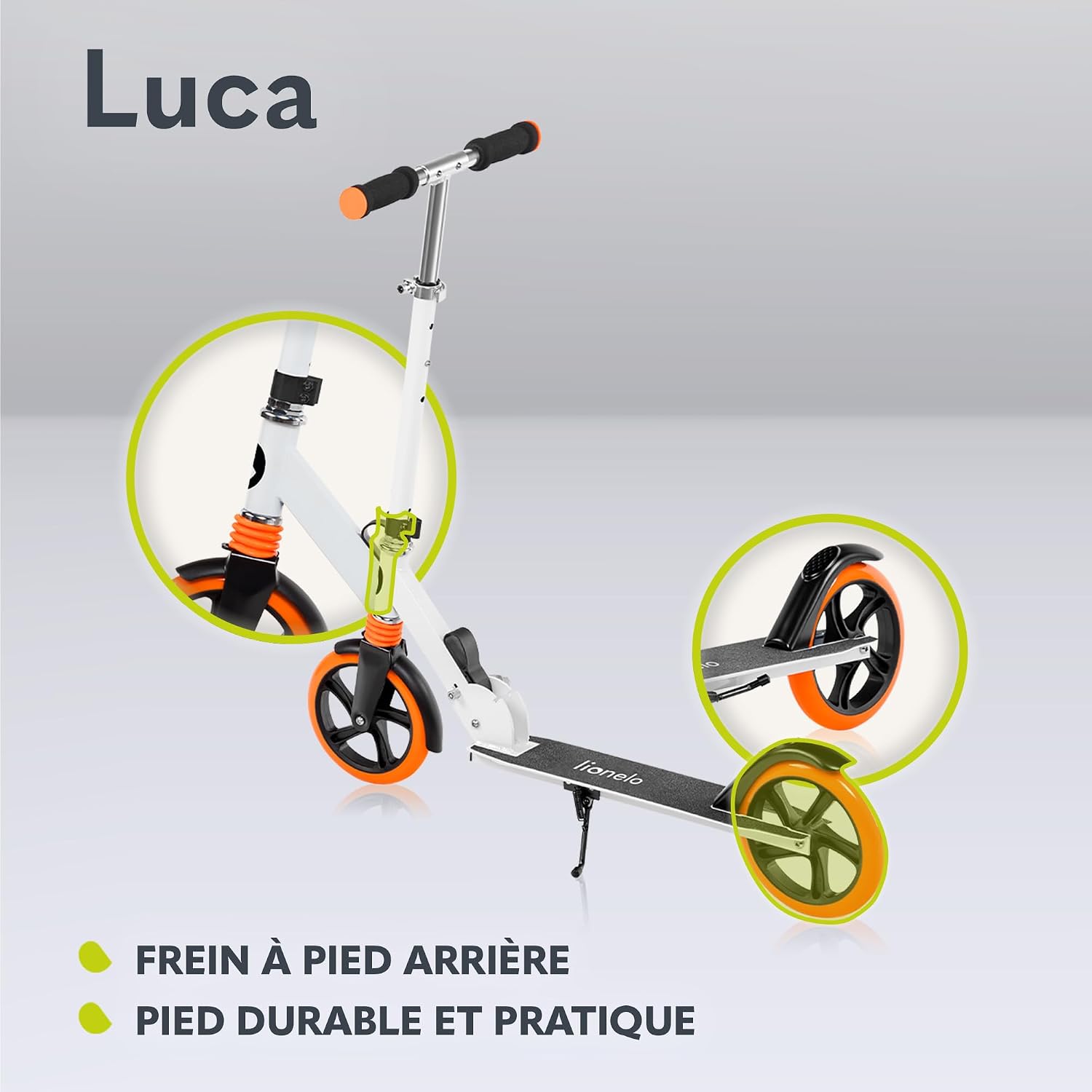 Détail du cadre et guidon pliable – trottinette pliante premium