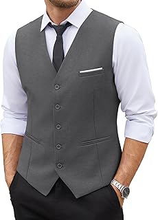 COOFANDY Men's Suit Vest Slim Fit Business Formal Waistcoat Casual Dress Vest