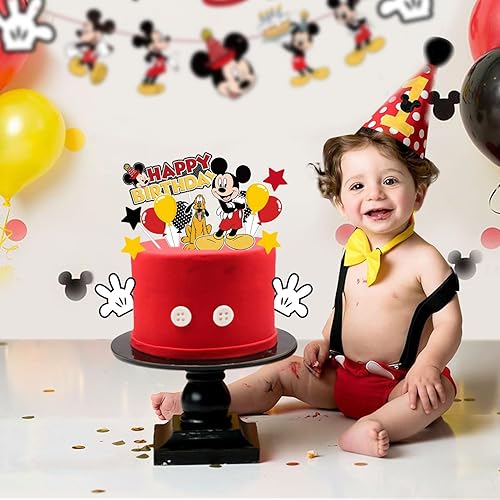 Miniatura 5 de 11 piezas de decoración de pastel de ratón, decoración de pastel de cumpleaños de ratón con estrella dorada y guantes blancos, decoración de fiesta