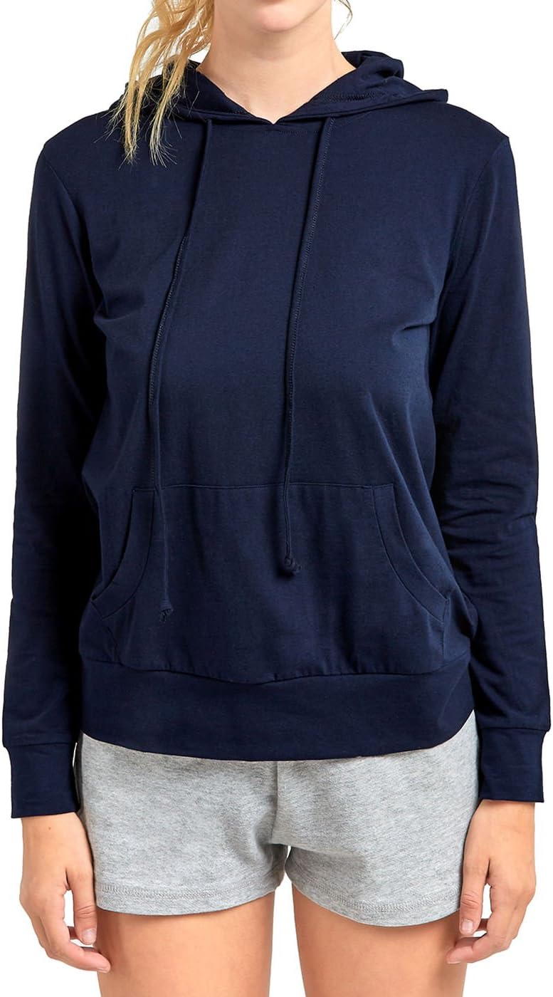 Sofra Women's Thin Cotton Pullover Hoodie Sweater (M, Navy - 1) - Image 4