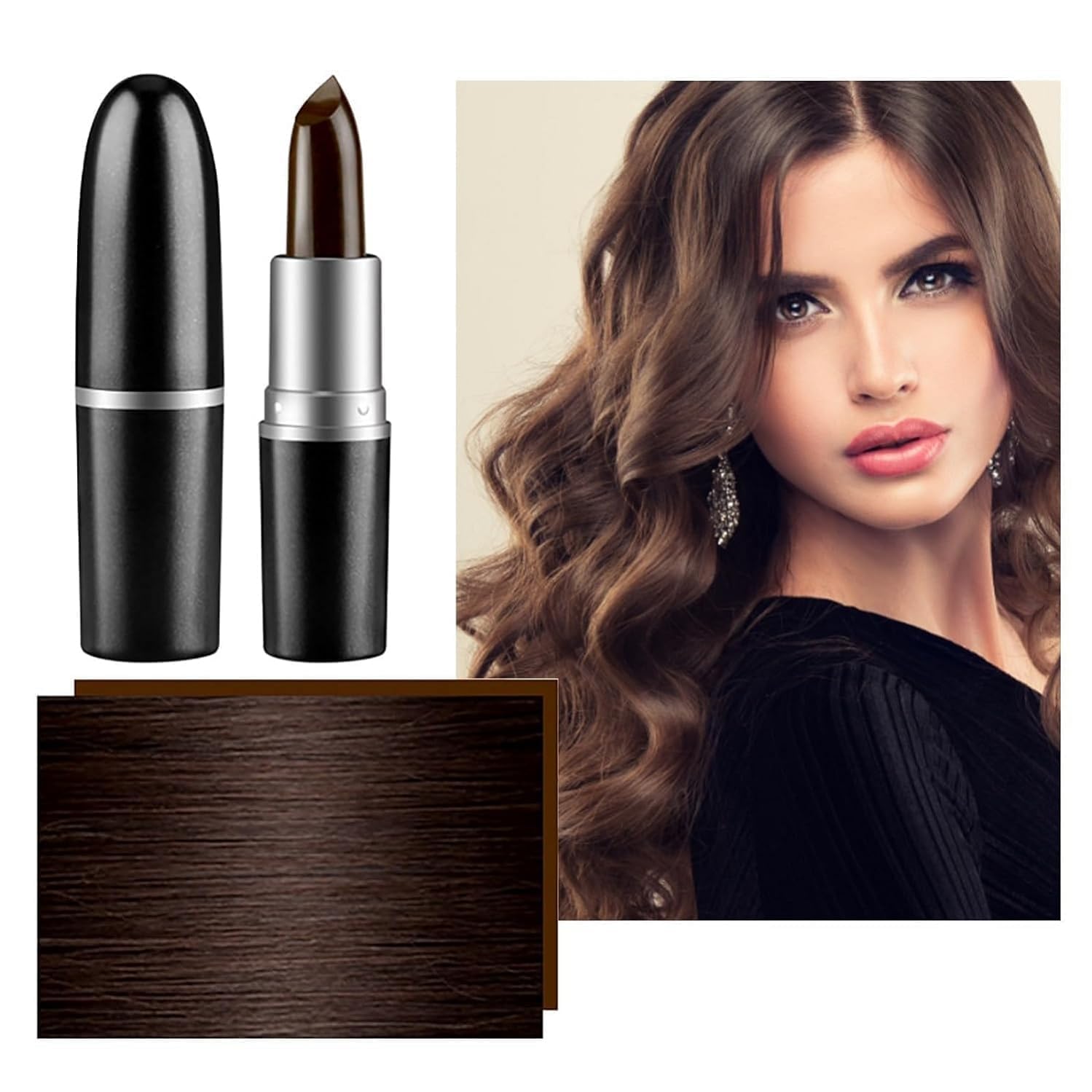SWIREUK GIRL Natural Hair Color Root Touch Up For Grey Hair, Non-Toxic White Hair Coverage Touch Up Hair Dye Pencil For Men & Women (Black, 1 count) (Carbon Black, Small.)