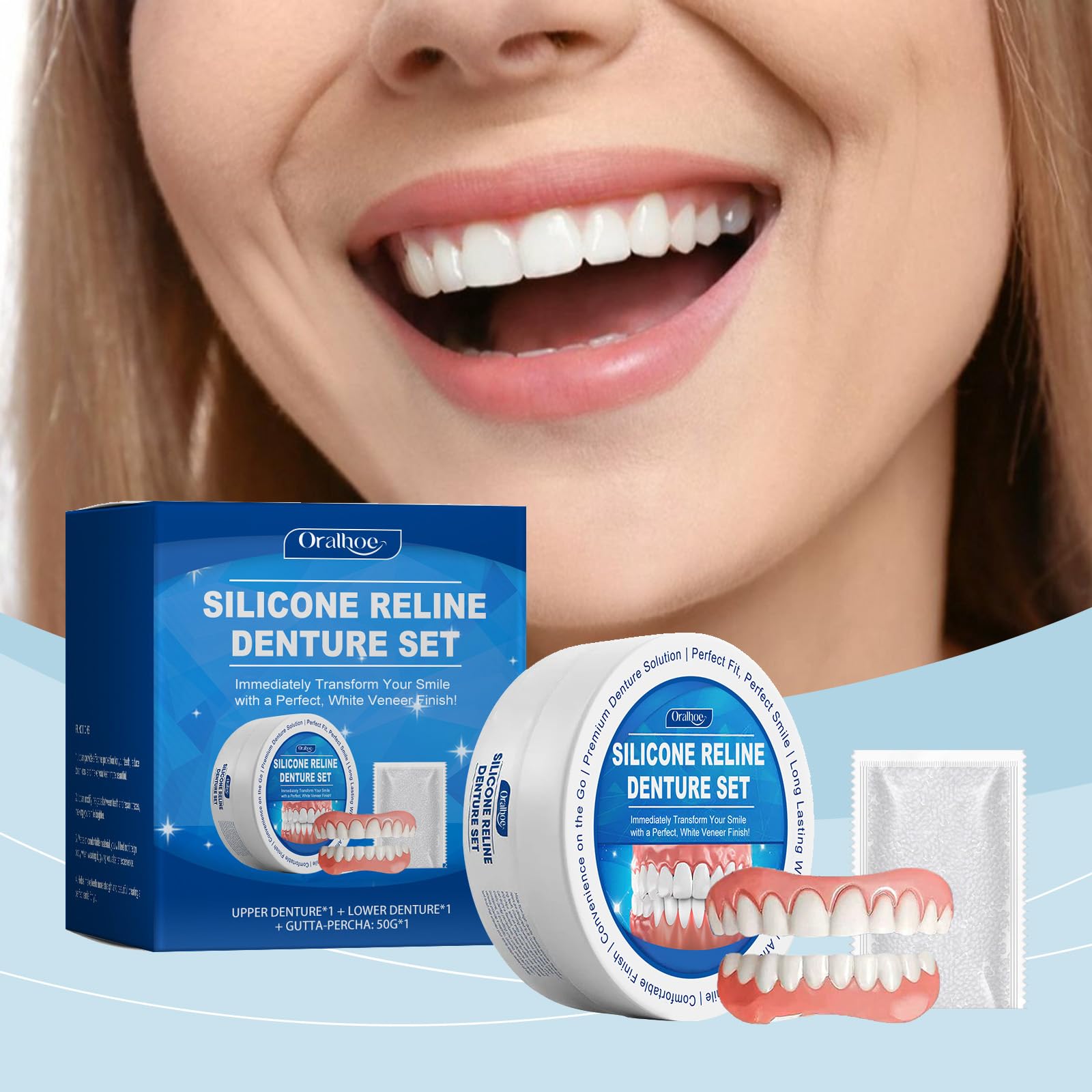 Silicone Reline Denture Set,Soft Denture Silicone Reline Kit，Professional Silicone Reline Kit for Dentures