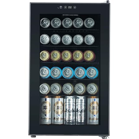 KUPPET Mini Fridge Cooler - 85 Can Beverage Refrigerator Glass Door for Beer Soda or Wine, Glass Door Small Drink Dispenser Machine Clear Front Removable for Home, Office or Bar, 2.6Cu.Ft