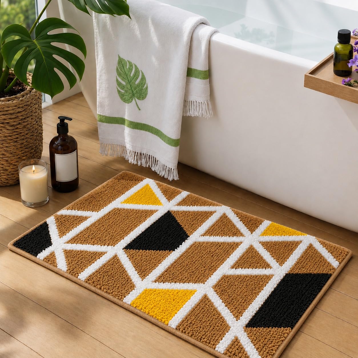Roseate Mosaic Bath Runner - Super Soft Microfiber -3 Roseate Mosaic Bath Runner - Super Soft Microfiber -3