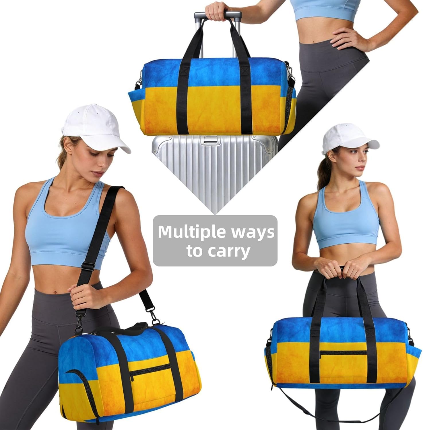 Ukrainian Flag Print Handheld Sports Luggage Unisex Crossbody Bag Travel Weekend Fitness Workout image 4