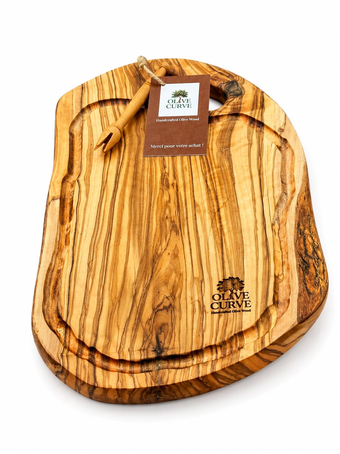 Planche Artisanale en Bois d’Olivier 40L x 22l, Parfaite pour Découpe et Service