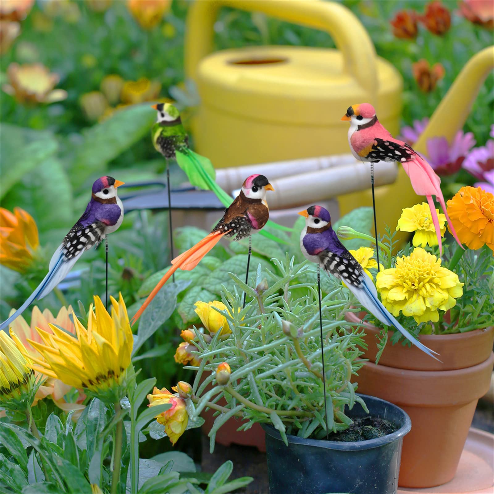 Lot De 4 Figurines D'oiseaux Miniatures En Résine Pour Décoration De Jardin