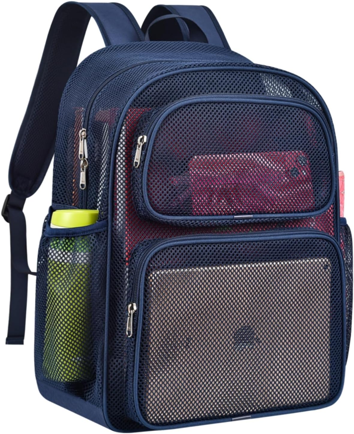 MAY TREE Mesh Backpack Heavy Duty Big Mesh Bag Large Capacity for Travel Beach Hiking Outdoor Sports with Paded Strap