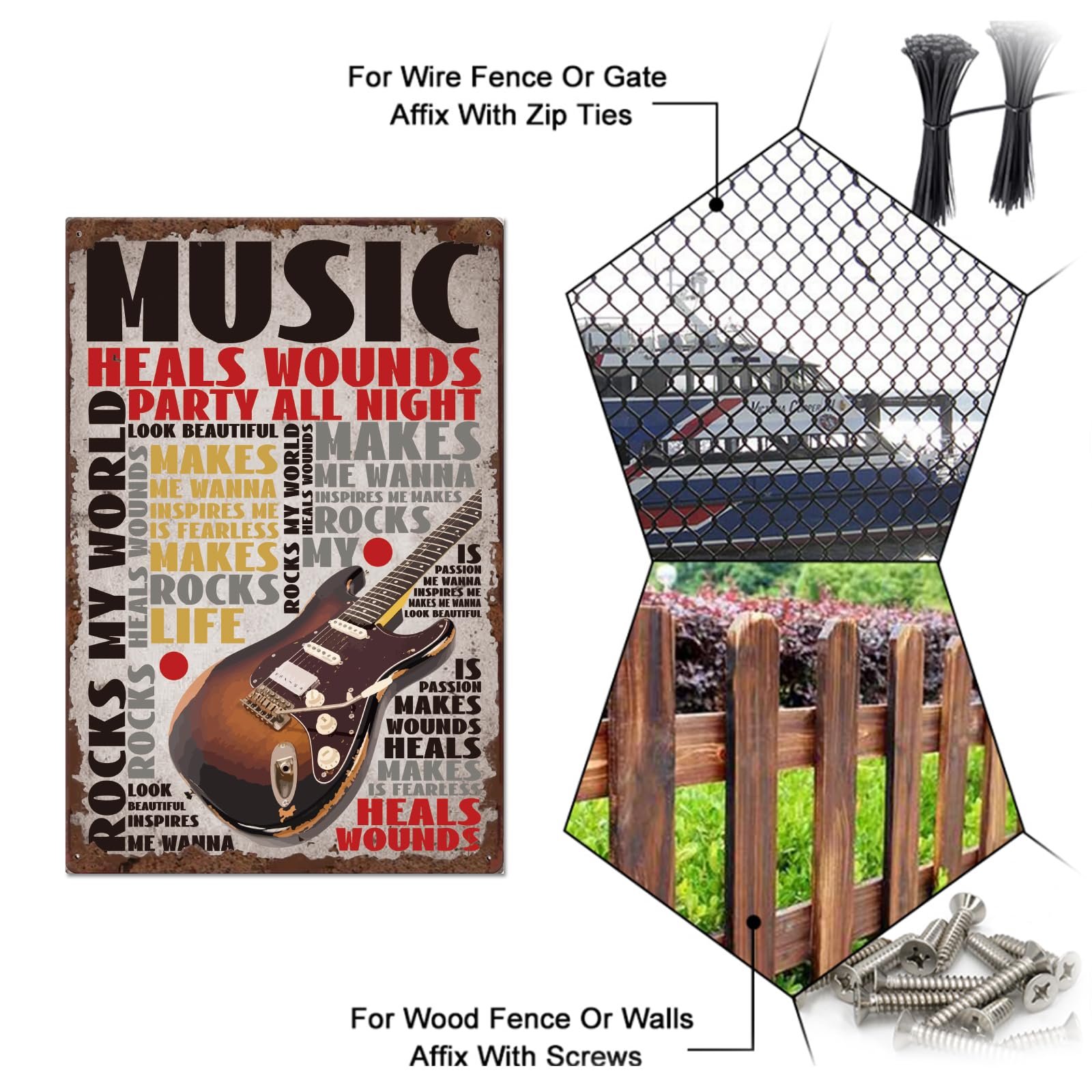 Amazon | SUPERDANT 音楽とギターブリキの看板 音楽教室装飾看板