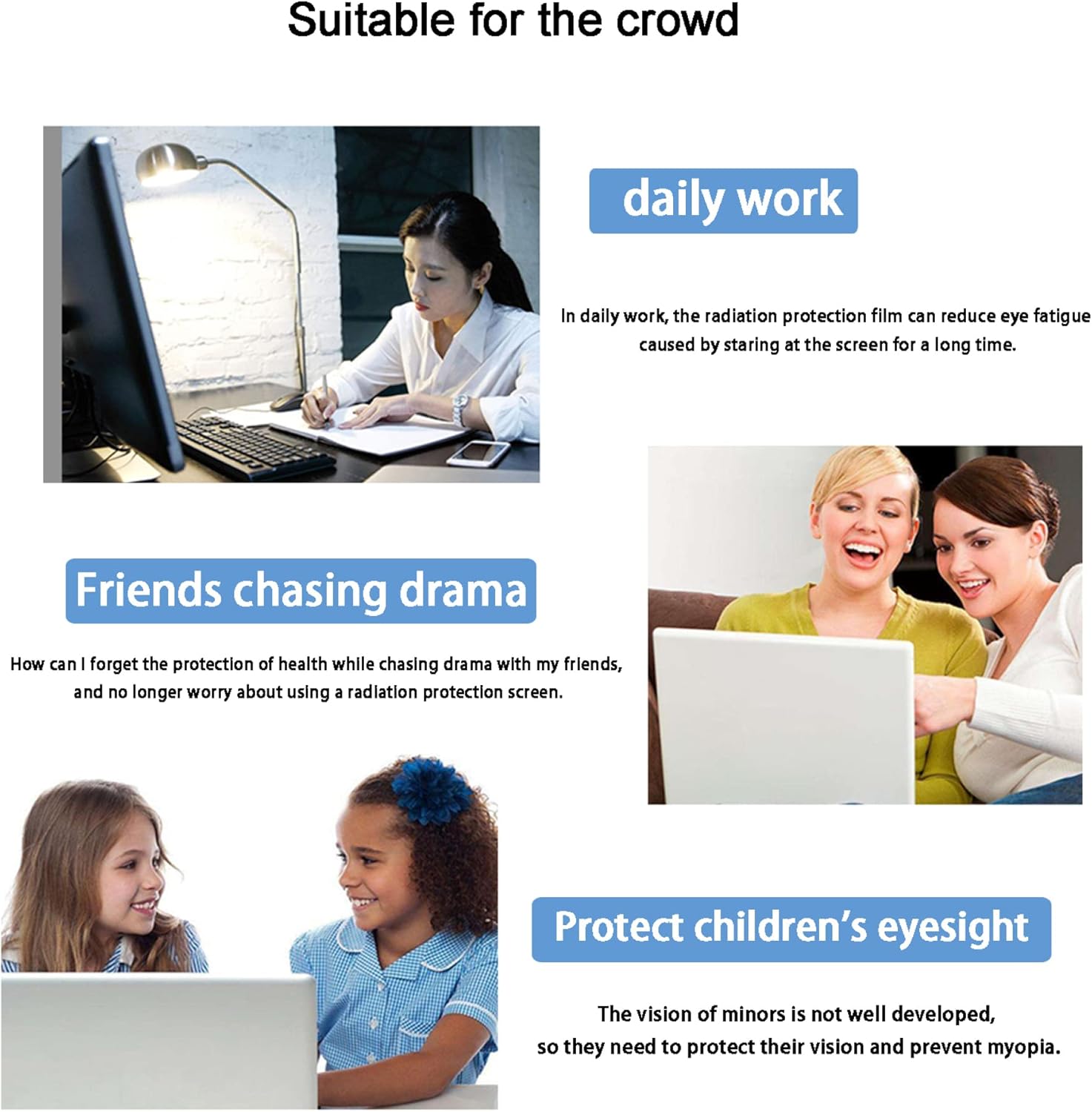 18.5 Inch Blue Light Screen Protector for Computer, Monitor Screen Protector Panel Removable,18.5 inch (425 * 250mm)