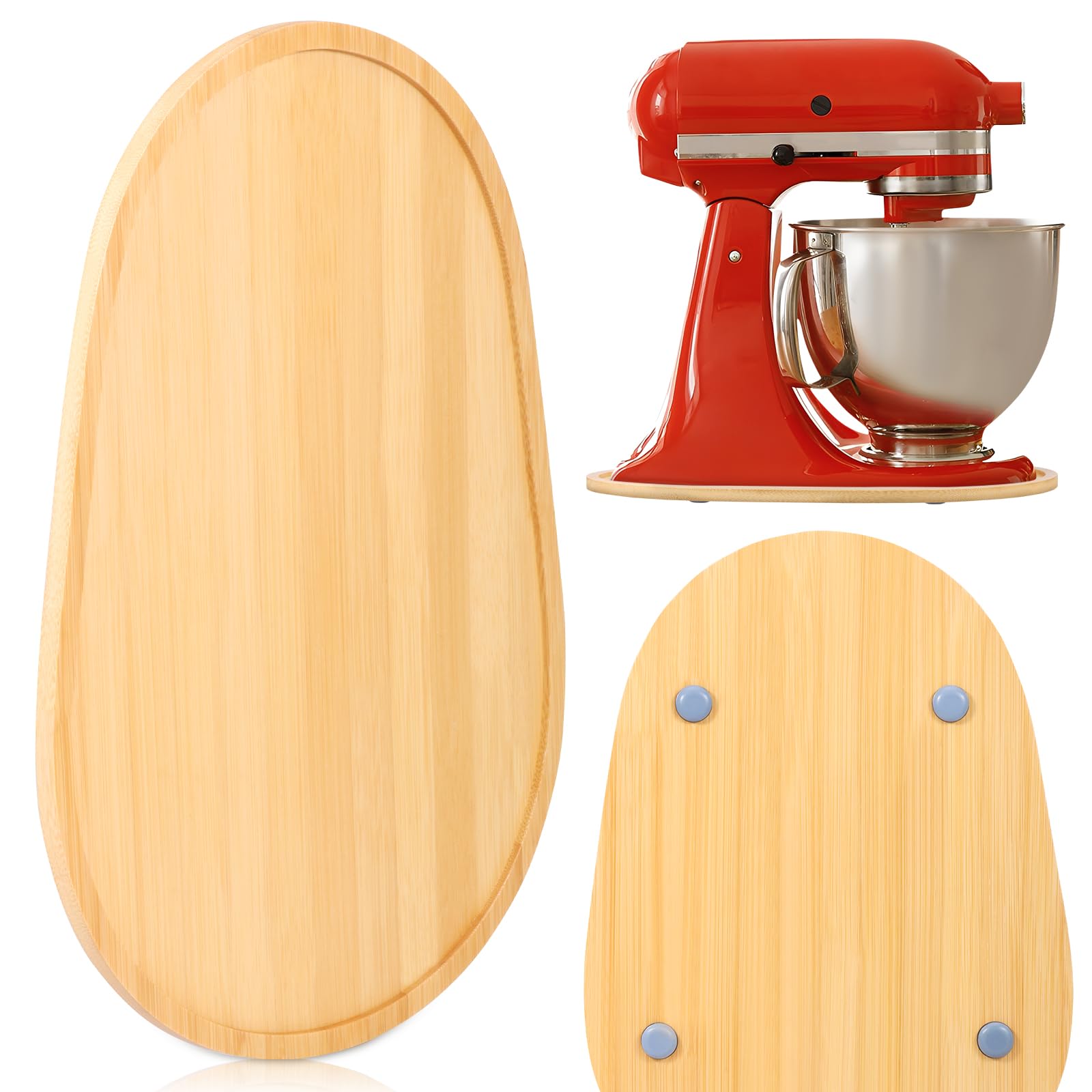 Anihet Wood Bamboo Mixer Sliding Mat For 5-7 Qt Stand Mixers, Mixer Slider Mat Food Processor Sliding Pad, Kitchen Countertop Appliance Accessories Attachments