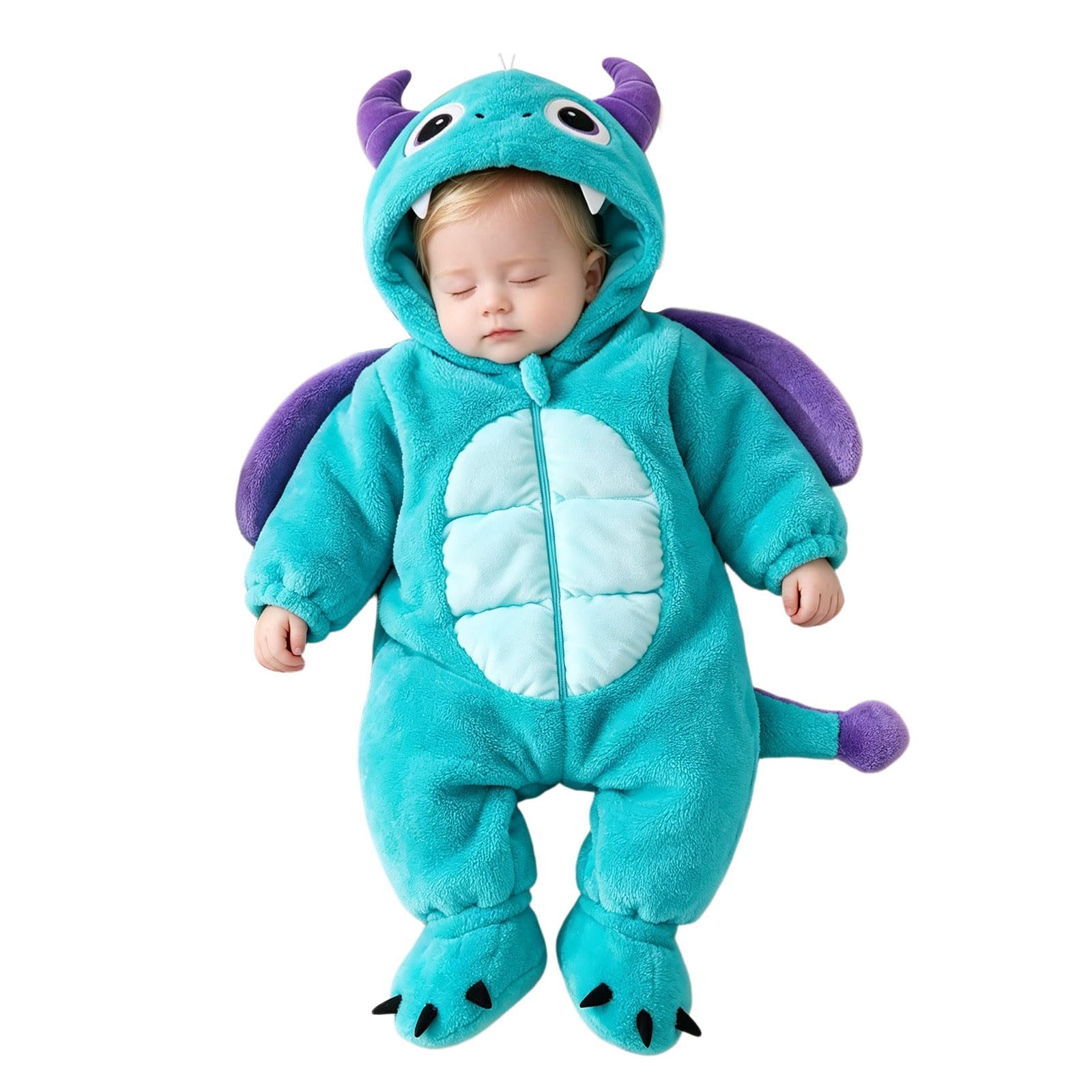 Didadihu Halloween Kostüm Baby Dino Strampler Kostüm Kinder Baby Dino Overall Weicher Fleece Mit Kapuze Reißverschluss