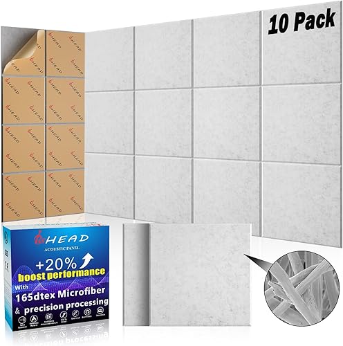 Miniatura 26 de Paquete de 10 paneles insonorizados grandes para pared, 15.7 x 15.7 x 0.4 pulgadas, paneles a prueba de sonido para paredes, 0.9lb/ft³, alta