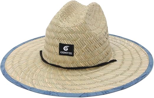 Straw Lifeguard Hat Printed Under Brim 
