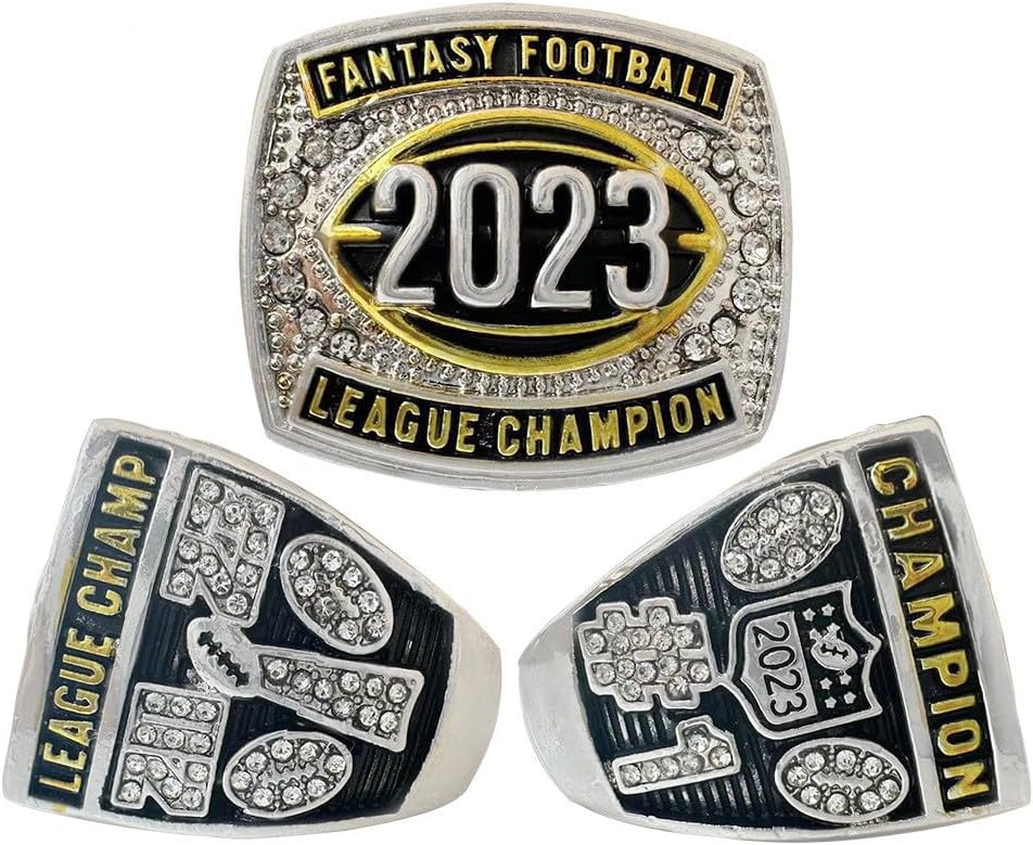 8PCS 2023 Fantasy Football Championship Ring MVP Trophy Prize for Fans Mens' Souvenir Gift