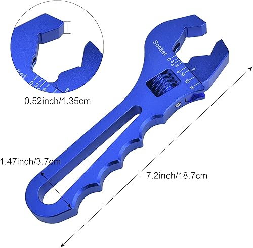 Miniatura 9 de EVIL ENERGY 8AN PTFE E85 Manguera de combustible trenzada de nailon de 20 pies, paquete negro con llave ajustable 3AN-16AN de aluminio azul
