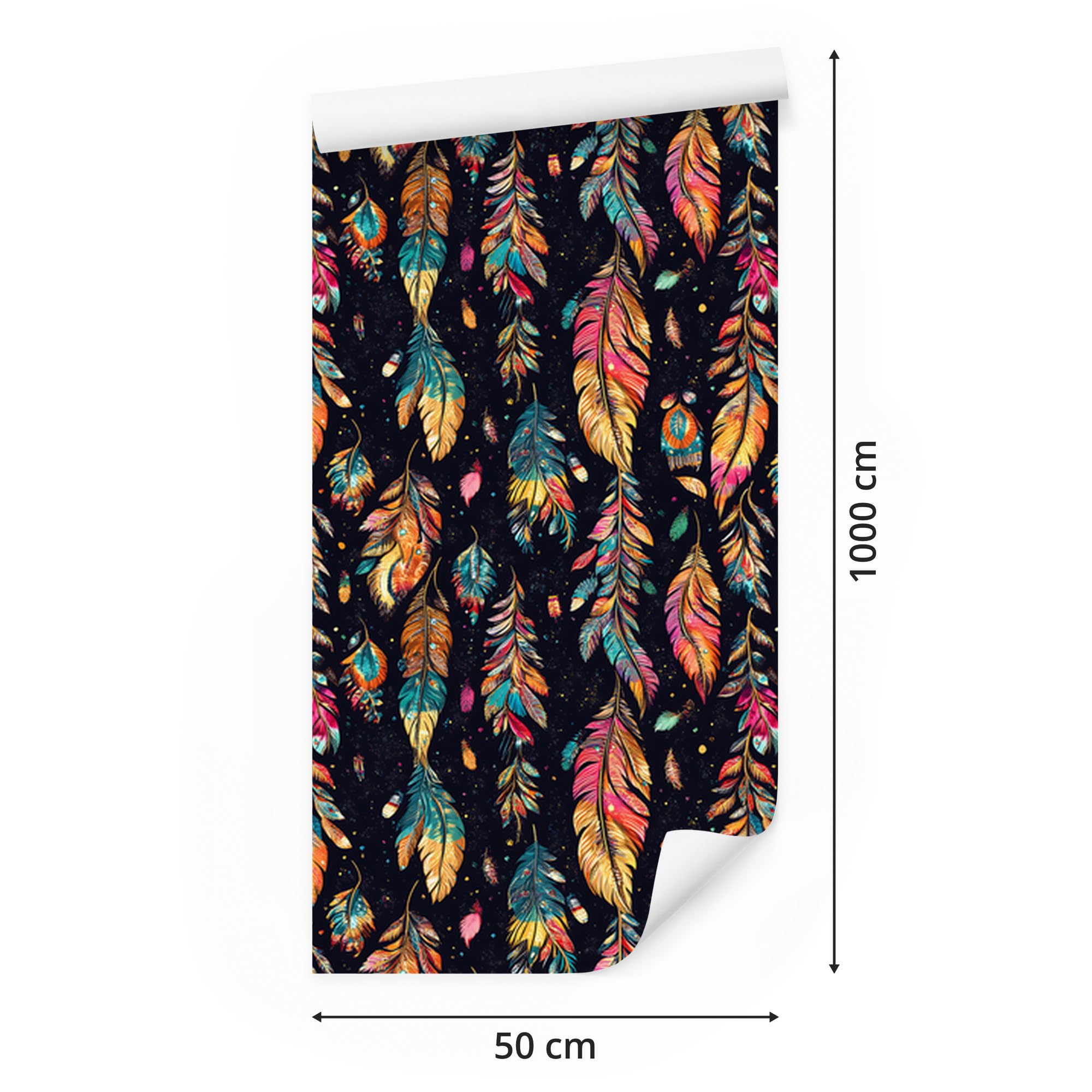 Vliestapete Boho – Schwarz und Marineblau 50 x 1000 cm | Ausdrucksstarke Bildgestaltung; Charaktervoller Raumschmuck; Harmonische Akzentfläche; Kleister im Set