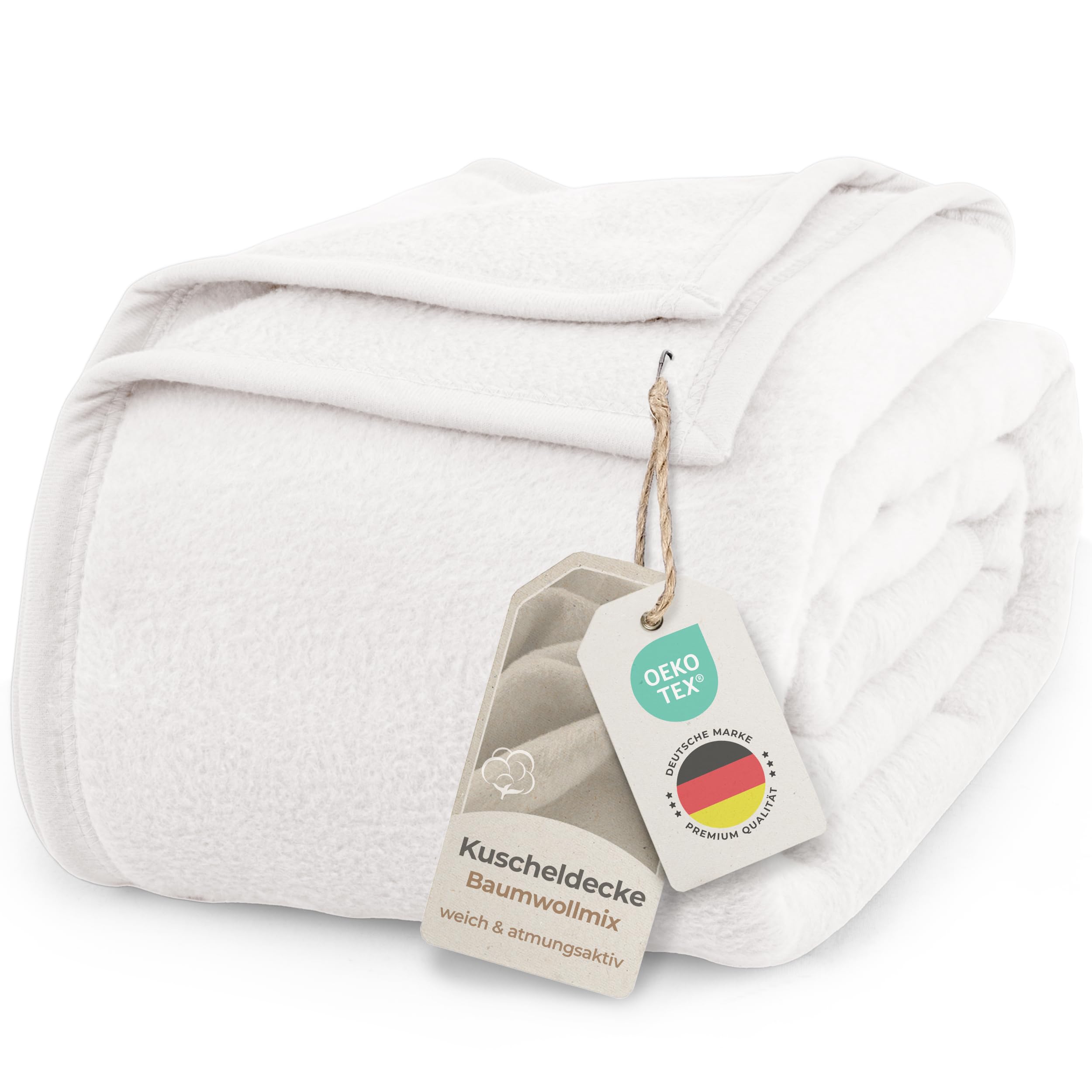 LAYNENBURG Premium Katoenen deken 150 x 200 cm, Oeko-Tex 100, katoenmix, knuffeldeken, deken als woondeken, bankdeken en bankdeken, wollen deken, behaaglijk, warm, van katoen, beige