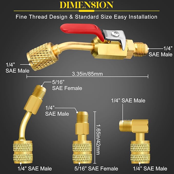 Kit de Válvulas de Bola Anguladas para Refrigerante R410A, 10 Piezas miniatura 6
