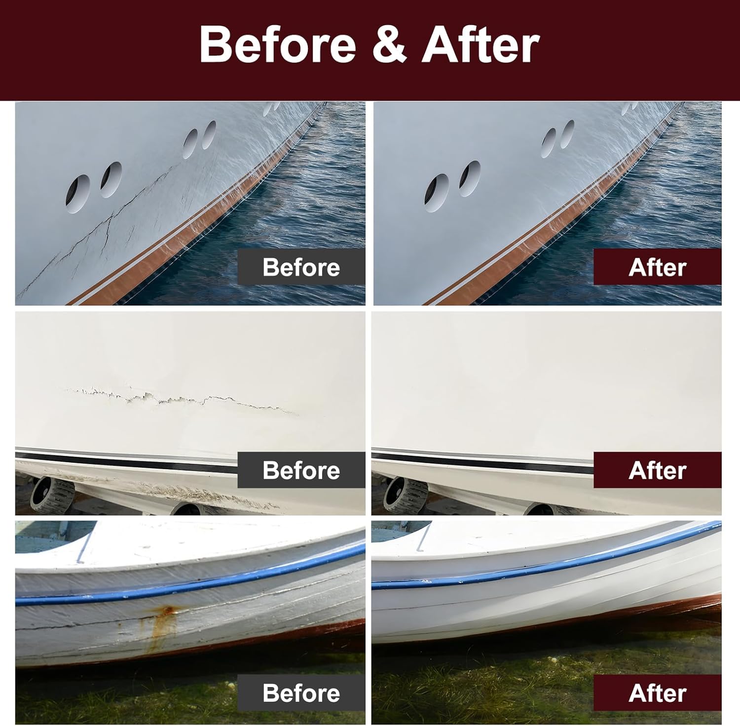 YOA Boat Ppaint, Suitable for Boats, Wood, RVs, Fiberglass, Metal, Exterior Decoration, and Wet Edge Upper Marine Paint, Premium Epoxy Resin Coating (32 oz)