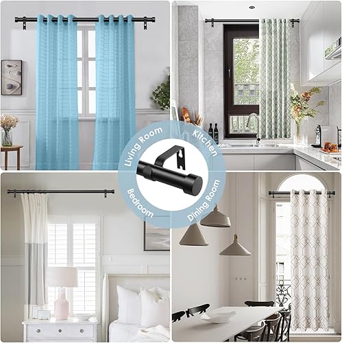 Miniatura 9 de Barras de cortina negras para ventanas de 18 a 45 pulgadas (1.5-3.75 pies), barras de cortina de 1 pulgada de diámetro con remates de tapa de