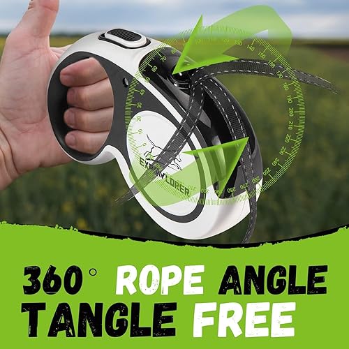 Miniatura 3 de EXPAWLORER Correa retráctil doble para perro, a prueba de masticación, 2 cuerdas de alambre fuertes sin enredos, correa resistente de 16 pies para