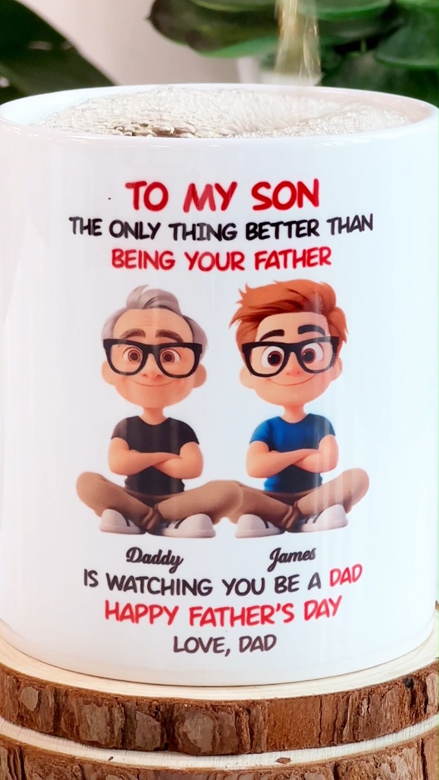 Taza personalizada para hijo con mensaje de papá miniatura 7