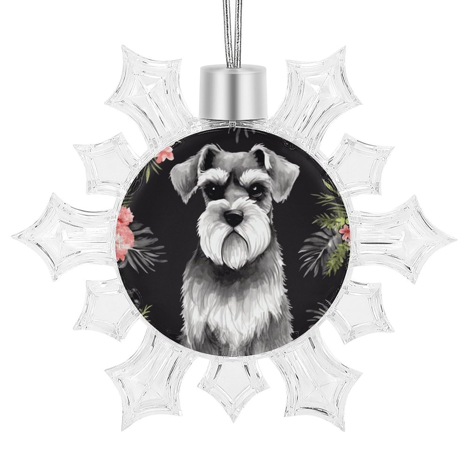 Schnauzer Snowflake Decorations,Christmas Decorations，Christmas Indoor Winter Wonderland Decor，Hanging Ornaments for Xmas Tree Winter New Year Party Supplies