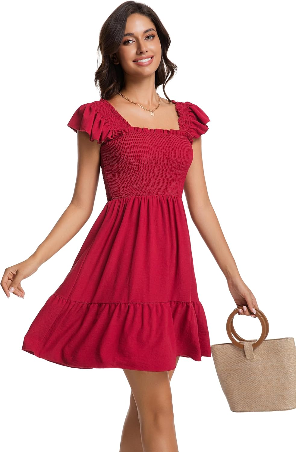 Women's Summer Short Sleeve Casual Dresses V-Neck Floral Party Dress with Pockets - Image 3