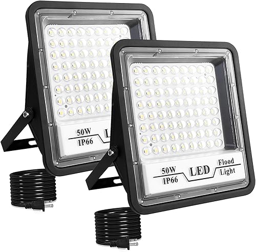 Miniatura 7 de CREATESTAR Paquete de 2 focos LED de 100 W para exteriores, luces de trabajo LED superbrillantes de 10000 lúmenes, reflectores exteriores