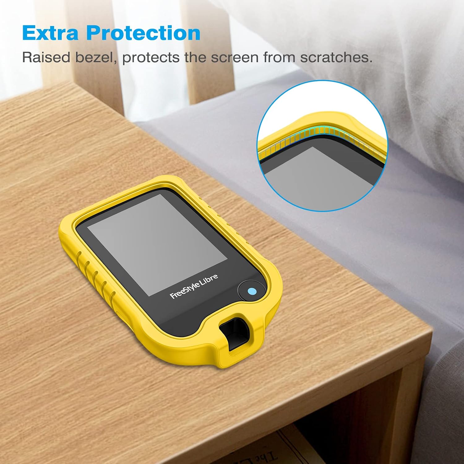 MEDMAX Silicone Case for Freestyle Libre 3 2 / Libre Reader, Lightweight Shockproof Anti Slip Protective Cover Soft Gel Skin with Raised Bezel for Freestyle Libre 3 2 & Libre (Yellow)