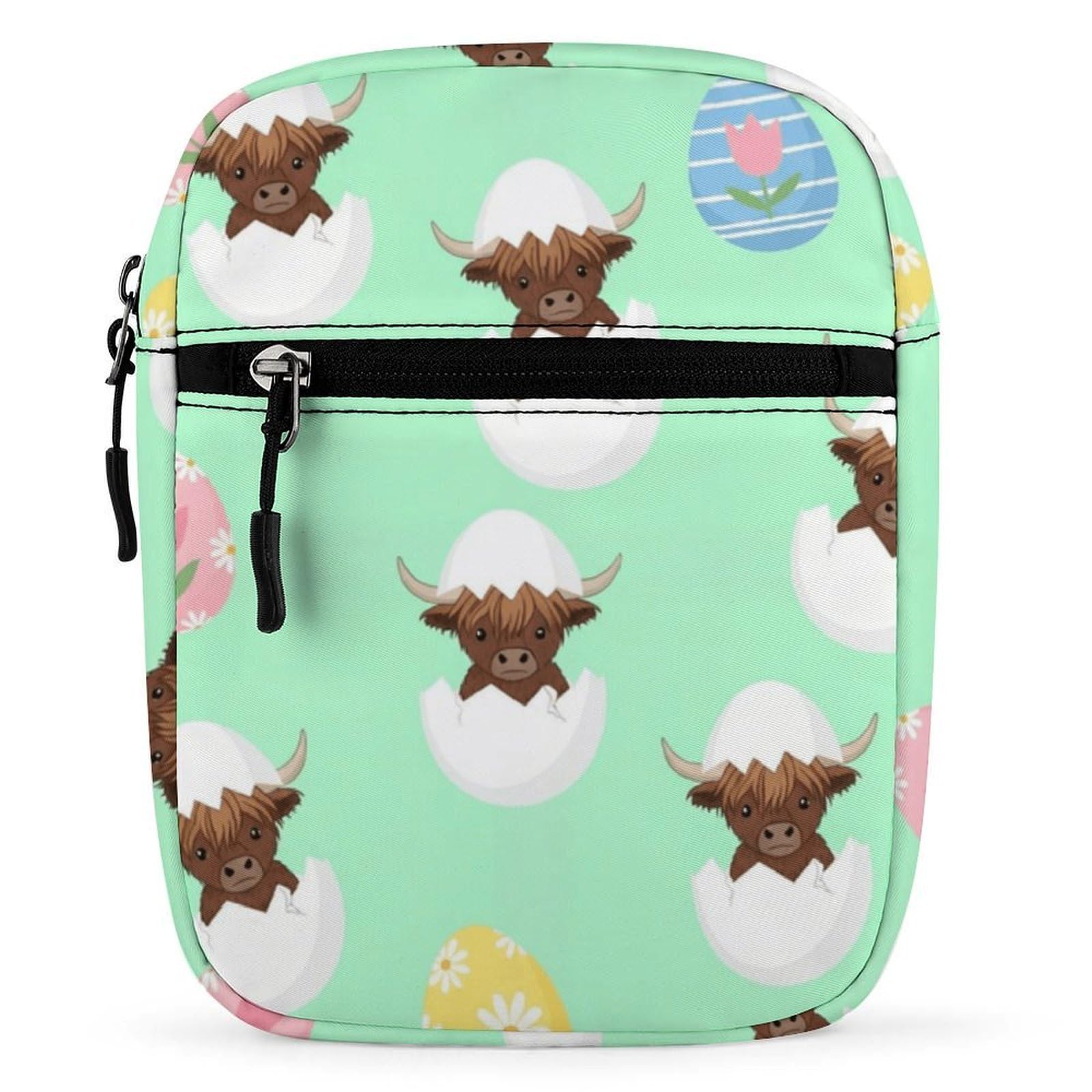 JOJOART Cute Cow Egg Pattern Mini Messenger Bag Small Satchel Crossbody Bag Cross Body Shoulder Bag With Adjustable