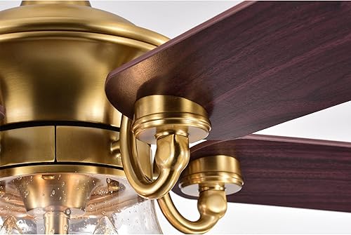 Miniatura 5 de Warehouse of Tiffany Hasna - Ventilador de techo de 29 pulgadas con acabado de latón y control remoto