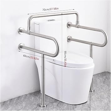 Grab Bar Bathroom Grab Handle Safety Support Hand Rails, Folding Anti-Slip Handrail Toilet Security Elderly Support Handrail Wall-Mounted Balance
