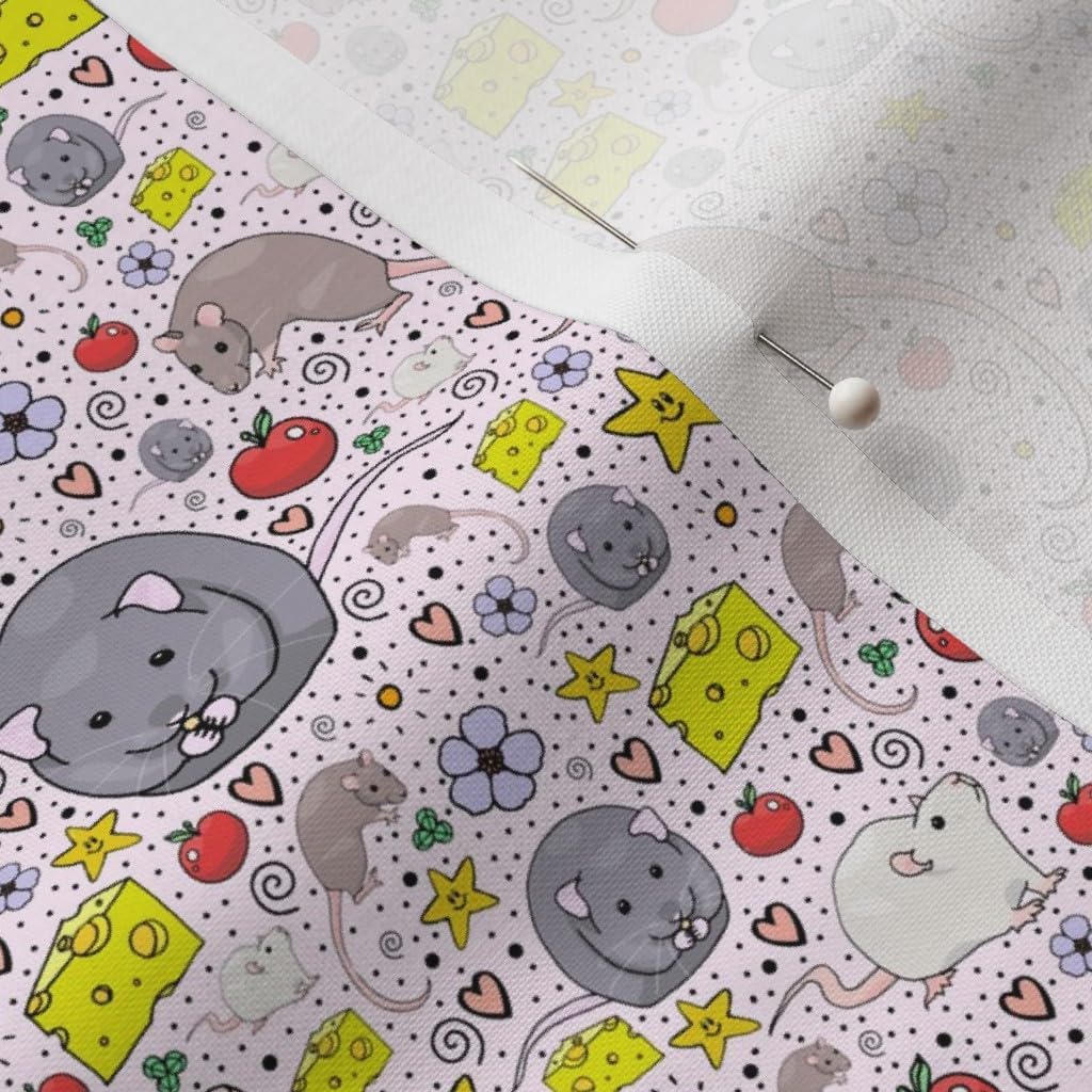 Spoonflower Fabric - Fancy Rat Cute Pattern Print Mouse Pet Animal Printed on Petal Signature Cotton Fabric by The Yard - Sewing Quilting Apparel Crafts Decor