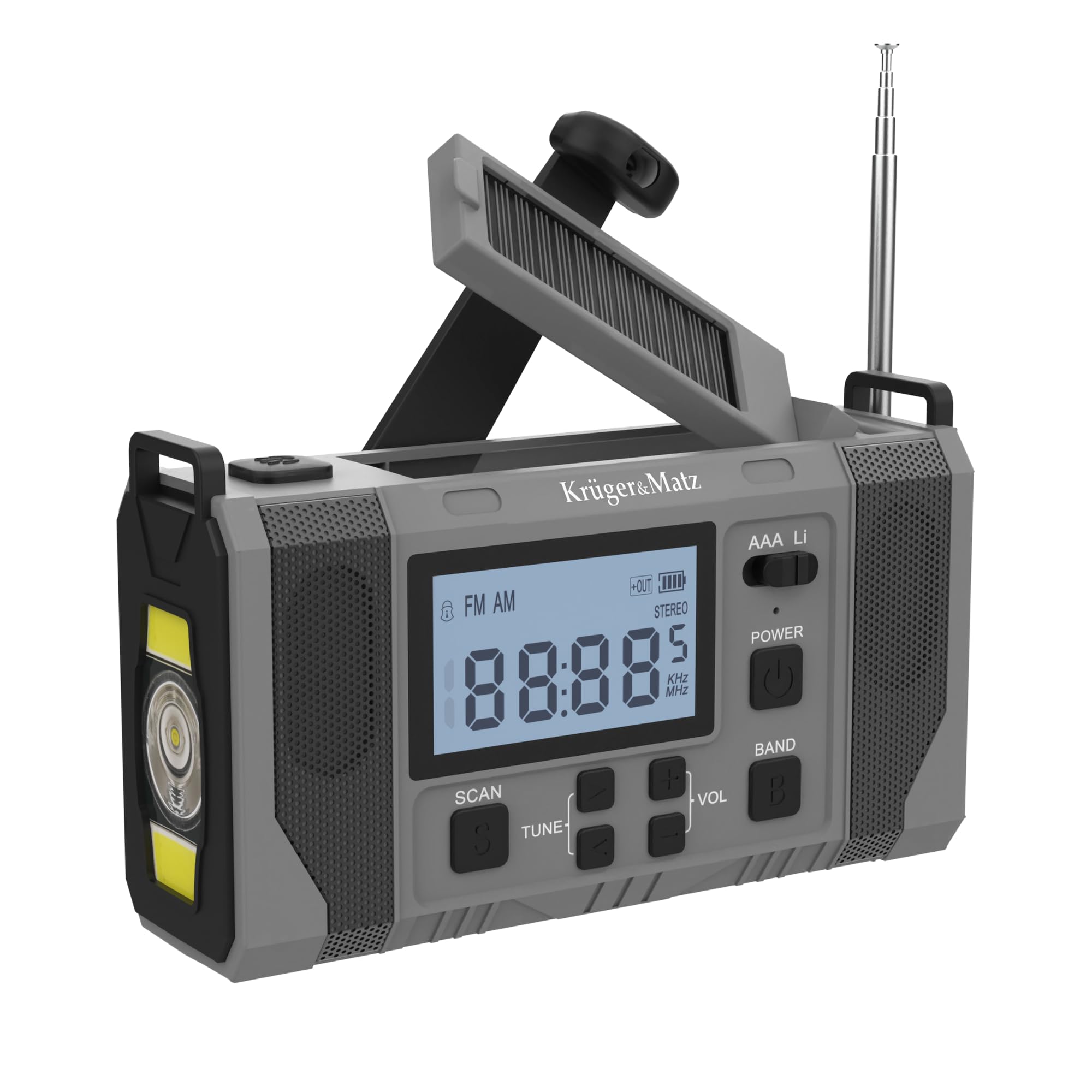 Radio solarne przenośne SOS powerbank 10000mAh latarka dynamo Kruger&Matz