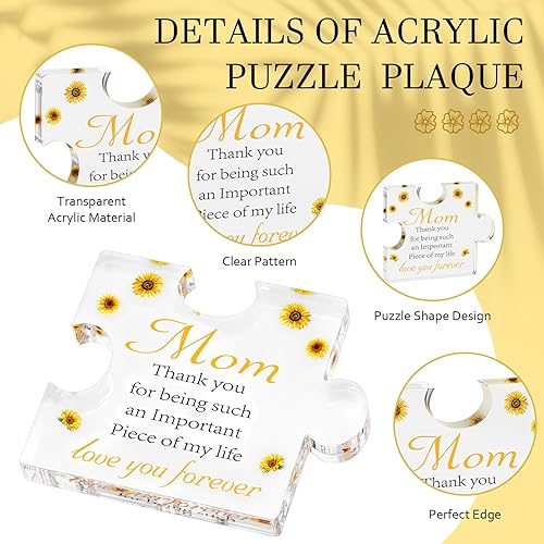 Miniatura 3 de Regalo de cumpleaños para mamá, rompecabezas de bloque acrílico grabado, regalos de cumpleaños para mamá, 3.35 x 2.76 pulgadas, de hija, hijo, papá,