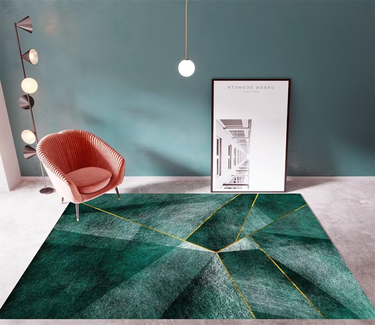 Tapis lavable en machine grand format 180x230cm vert rayures