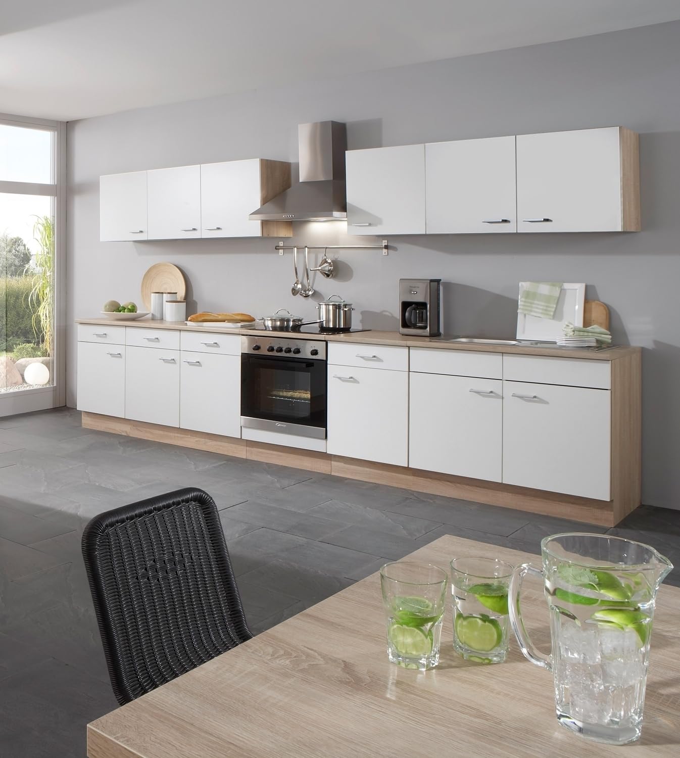 Nicht Zutreffend Küchenschrank - Eiche Sonoma - Weiß - 2 Türen - B 100 x H 54 x T 35 cm - Hängeschrank Oberschrank